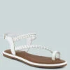 STALLONE White Braided Flat Sandals
