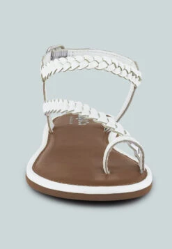 STALLONE White Braided Flat Sandals -Rag & Co Shop STALLONEWhiteBraidedFlatSandals RCSH4096 TAN 2