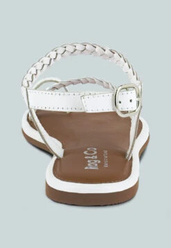 STALLONE White Braided Flat Sandals -Rag & Co Shop STALLONEWhiteBraidedFlatSandals RCSH4096 TAN 5