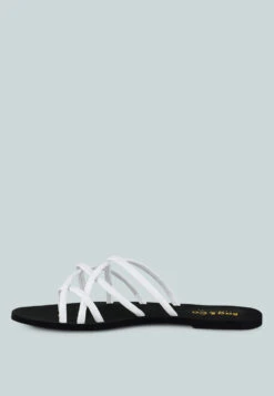 SWEETIN White Strappy Flat Slip On Sandals 12 SWEETIN White Strappy Flat Slip On Sandals -Rag & Co Shop SWEETINWhiteStrappyFlatSlipOnSandals RCSH4080 WHITE 2