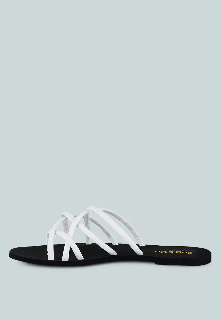 SWEETIN White Strappy Flat Slip On Sandals 6 SWEETIN White Strappy Flat Slip On Sandals - Image 4