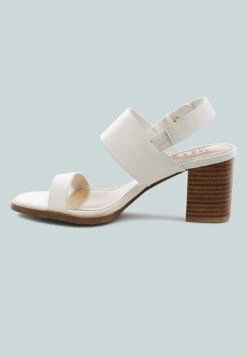 GERTUDE Slingback Block Heel Leather Sandal In White -Rag & Co Shop SlingbackBlockHeelLeatherSandalinWhite RCSH2477 White 1