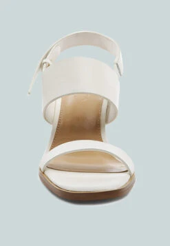 GERTUDE Slingback Block Heel Leather Sandal In White -Rag & Co Shop SlingbackBlockHeelLeatherSandalinWhite RCSH2477 White 3