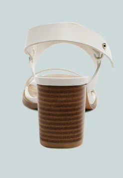 GERTUDE Slingback Block Heel Leather Sandal In White -Rag & Co Shop SlingbackBlockHeelLeatherSandalinWhite RCSH2477 White 7