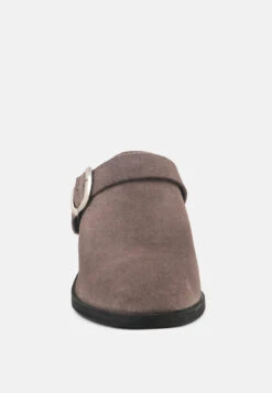 TARRAH Grey Stacked Heel Mules With Adjustable Buckle -Rag & Co Shop TARRAHGreyStackedHeelMuleswithAdjustableBuckle RCSH1863 Grey 2 a7bd53e0 1c1a 4665 9802 630372b30fa4