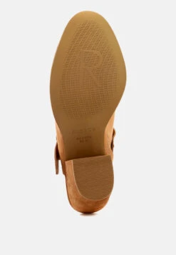 TARRAH Tan Stacked Heel Mules With Adjustable Buckle -Rag & Co Shop TARRAHTanStackedHeelMuleswithAdjustableBuckle RCSH1863 Tan 2 992fd7e9 fe52 4371 b9e1 945338b9e839