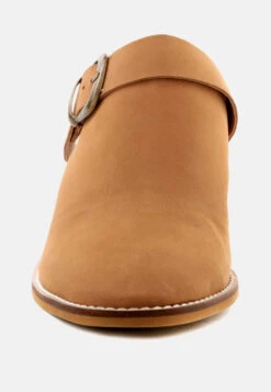 TARRAH Tan Stacked Heel Mules With Adjustable Buckle -Rag & Co Shop TARRAHTanStackedHeelMuleswithAdjustableBuckle RCSH1863 Tan 5 0548bc16 e21c 4099 82f2 d5c6a83c5d70