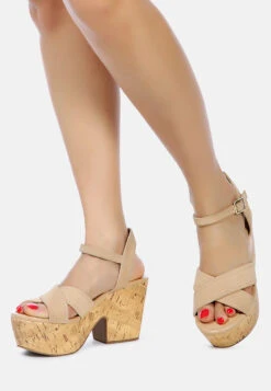 ULLA High Heeled Block Sandal In Nude -Rag & Co Shop ULLAHighHeeledBlockSandalinNude RCSH2474 Nude 6