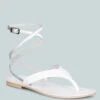 WRAP-UP Tie Around White Flat Sandals