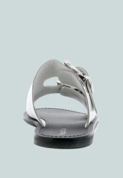 KELLY White Flat Sandal With Buckle Straps -Rag & Co Shop WhiteLeatherFlatSandalwithBuckleStraps RCSH1854 3