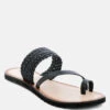 ZINA Black Braided Leather Flat Sandal