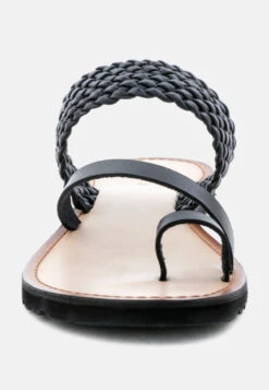 ZINA Black Braided Leather Flat Sandal -Rag & Co Shop ZINABlackBraidedLeatherFlatSandal RCSH1851 Black 5