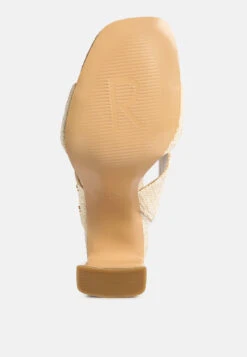 Alodia Slim Block Heel Sandals In Natural -Rag & Co Shop alodiaSlimblockheelsandals RCSH4169 natural 4
