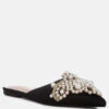 ASTRE Pearl Embellished Shimmer Mules In Black