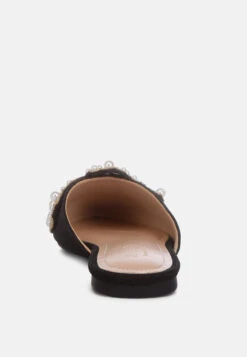 ASTRE Pearl Embellished Shimmer Mules In Black -Rag & Co Shop astrepearlembellishedshimmermules RCSH3110 black 7