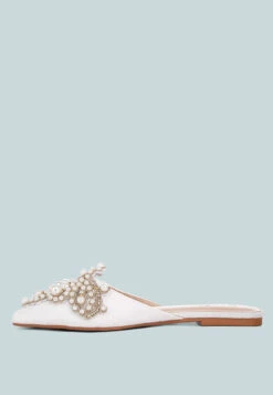 ASTRE Pearl Embellished Shimmer Mules In White -Rag & Co Shop astrepearlembellishedshimmermules RCSH3110 white 2