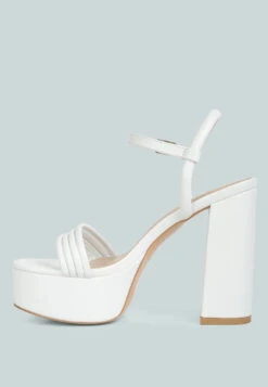 Cruella White Block Heel Platform Sandals -Rag & Co Shop cruellablockheelplatformsandals RCSH4215White 1 2
