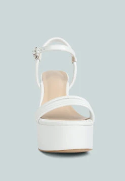 Cruella White Block Heel Platform Sandals -Rag & Co Shop cruellablockheelplatformsandals RCSH4215White 1 3