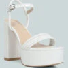 Cruella White Block Heel Platform Sandals