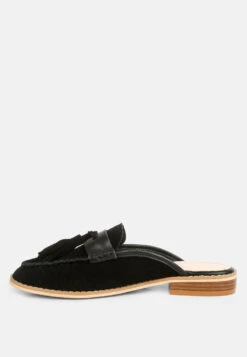 EDMANDA Tassle Detail Leather Mules In Black -Rag & Co Shop edmandatassledetailleathermules RCSH4128 black 6