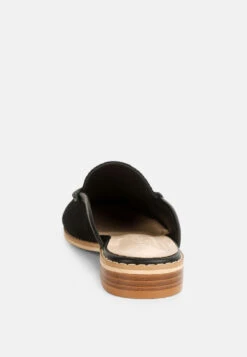 EDMANDA Tassle Detail Leather Mules In Black -Rag & Co Shop edmandatassledetailleathermules RCSH4128 black 8