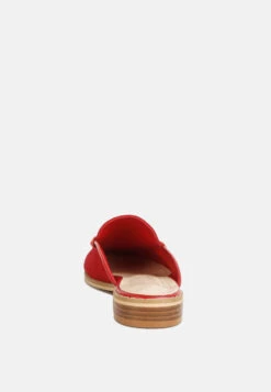 EDMANDA Tassle Detail Leather Mules In Red -Rag & Co Shop edmandatassledetailleathermules RCSH4128 red 7
