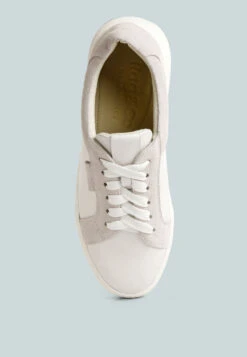 ENDLER Color Block Leather Sneakers In White -Rag & Co Shop endlercolorblockleathersneakers RCSH4205 off white 9