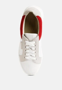 ENDLER Color Block Leather Sneakers In Red -Rag & Co Shop endlercolorblockleathersneakers RCSH4205 red 9