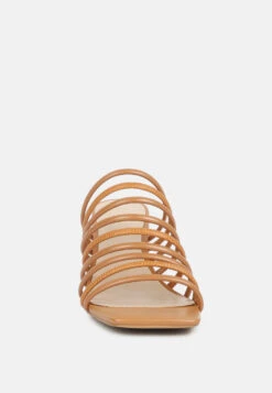 Fairleigh Tan Strappy Slip On Sandals -Rag & Co Shop fairleighstrappysliponsandals RCSH4191 Tan 4