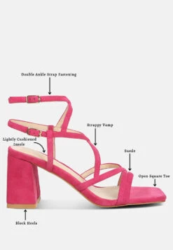 FIORELLA Fuchsia Strappy Block Heel Sandals -Rag & Co Shop fiorellastrappyblockheelsandals RCSH4187 fuchsia 1