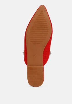 GEODE Pearl Embellished Slip On Mules In Red 16 GEODE Pearl Embellished Slip On Mules In Red -Rag & Co Shop geodepearlembellishedsliponmules RCSH3111 red 3