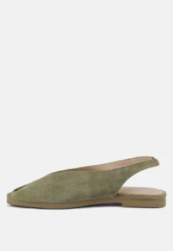 GRETCHEN Green Slingback Flat Sandals -Rag & Co Shop gretchenmustardslingbackflatsandals RCSH2032 green 4