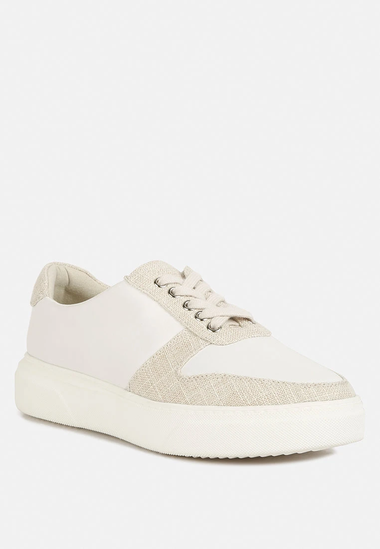 KJAER Dual Tone Leather Sneakers In Off White 2 KJAER Dual Tone Leather Sneakers In Off White