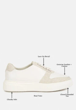 KJAER Dual Tone Leather Sneakers In Off White 16 KJAER Dual Tone Leather Sneakers In Off White -Rag & Co Shop kjaerdualtoneleathersneakers RCSH4204 Beige 3