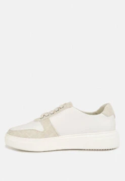 KJAER Dual Tone Leather Sneakers In Off White 12 KJAER Dual Tone Leather Sneakers In Off White -Rag & Co Shop kjaerdualtoneleathersneakers RCSH4204 Beige 6