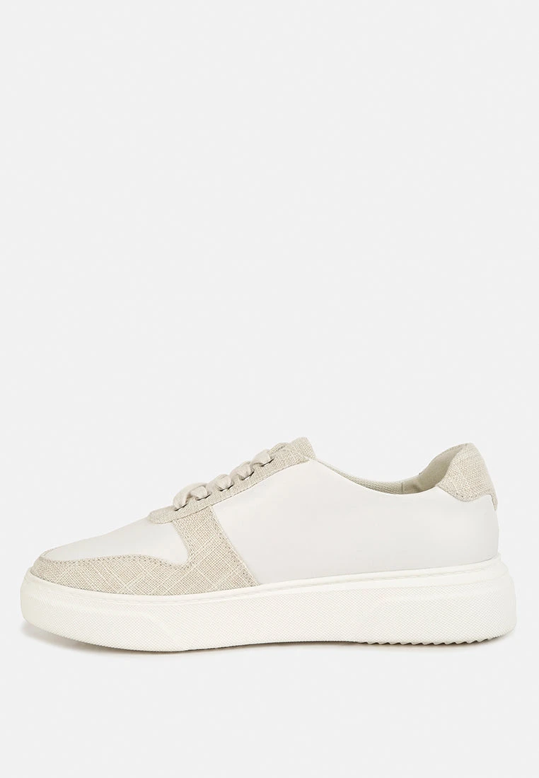 KJAER Dual Tone Leather Sneakers In Off White 5 KJAER Dual Tone Leather Sneakers In Off White - Image 4