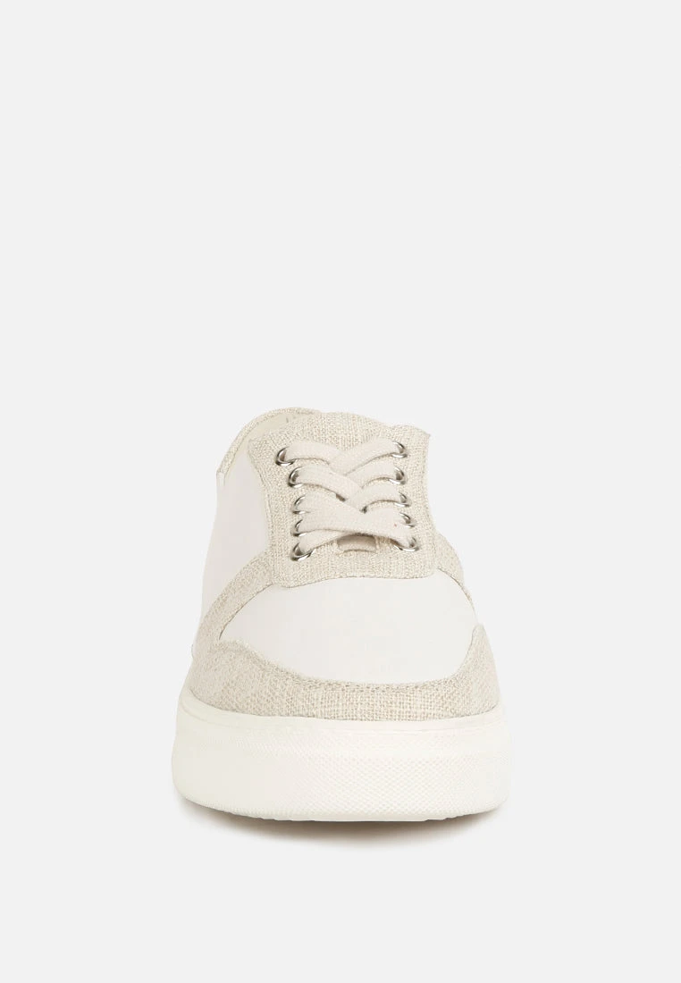 KJAER Dual Tone Leather Sneakers In Off White 4 KJAER Dual Tone Leather Sneakers In Off White - Image 3
