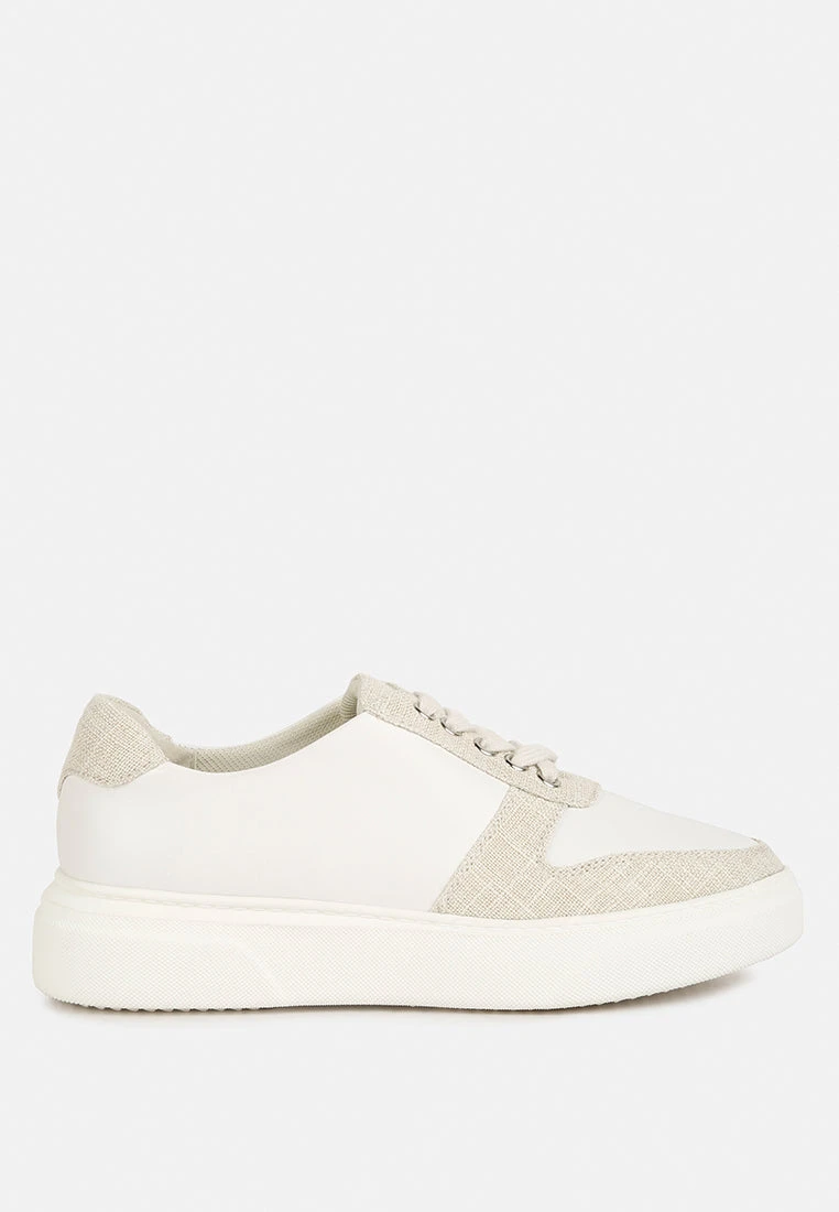 KJAER Dual Tone Leather Sneakers In Off White 3 KJAER Dual Tone Leather Sneakers In Off White - Image 2