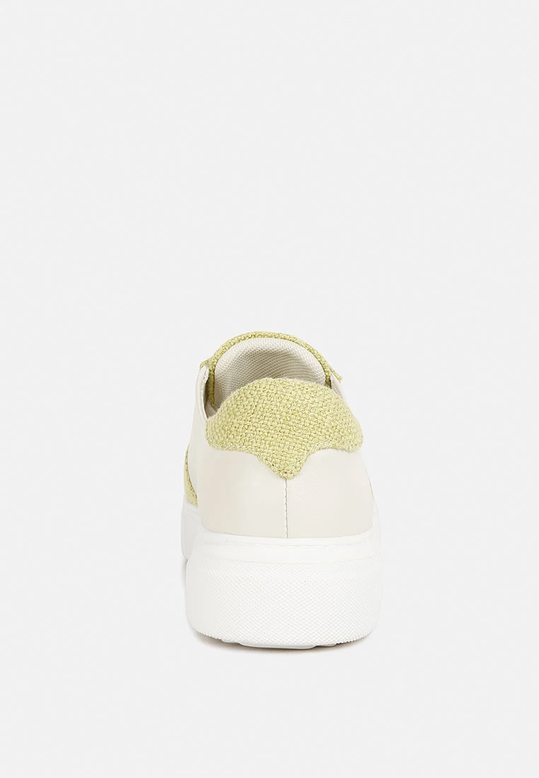 KJAER Dual Tone Leather Sneakers In Green 7 KJAER Dual Tone Leather Sneakers In Green - Image 5