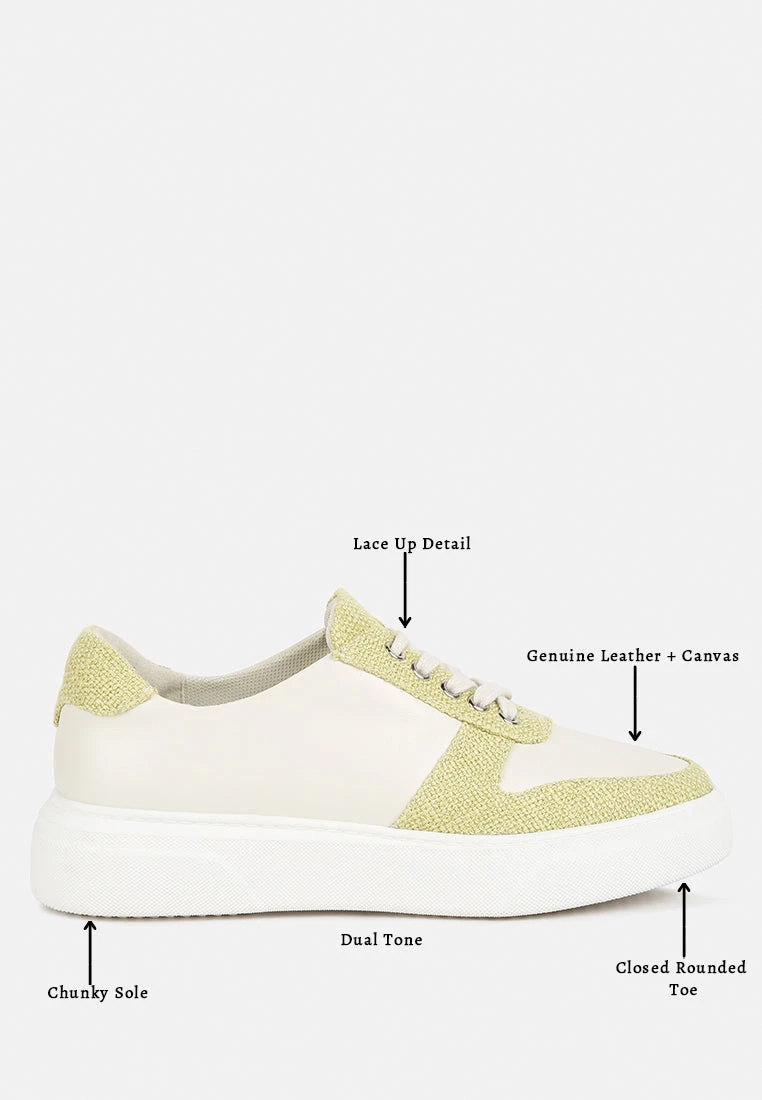 KJAER Dual Tone Leather Sneakers In Green 10 KJAER Dual Tone Leather Sneakers In Green - Image 8
