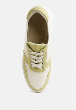 KJAER Dual Tone Leather Sneakers In Green 15 KJAER Dual Tone Leather Sneakers In Green -Rag & Co Shop kjaerdualtoneleathersneakers RCSH4204 Green 3