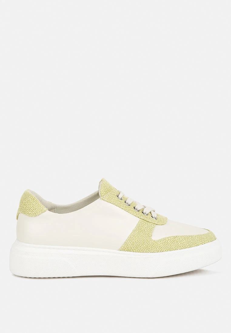 KJAER Dual Tone Leather Sneakers In Green 4 KJAER Dual Tone Leather Sneakers In Green - Image 2