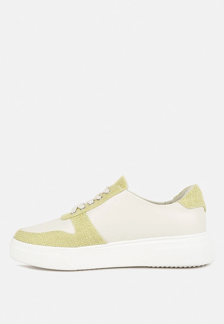 KJAER Dual Tone Leather Sneakers In Green 6 KJAER Dual Tone Leather Sneakers In Green - Image 4