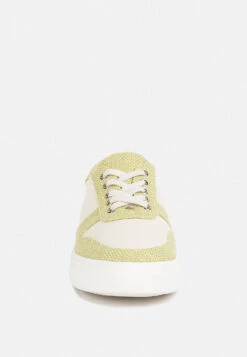 KJAER Dual Tone Leather Sneakers In Green 12 KJAER Dual Tone Leather Sneakers In Green -Rag & Co Shop kjaerdualtoneleathersneakers RCSH4204 Green 9