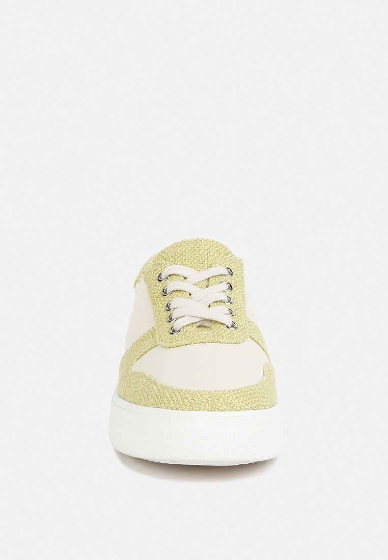 KJAER Dual Tone Leather Sneakers In Green 5 KJAER Dual Tone Leather Sneakers In Green - Image 3