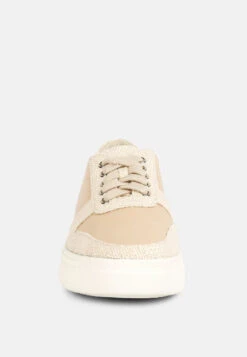 KJAER Dual Tone Leather Sneakers In Beige -Rag & Co Shop kjaerdualtoneleathersneakers RCSH4204 Off White 5