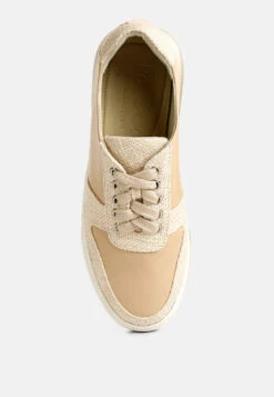 KJAER Dual Tone Leather Sneakers In Beige -Rag & Co Shop kjaerdualtoneleathersneakers RCSH4204 Off White 9