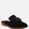 KRIZIA Chunky Chain Suede Slip On Mules In Black