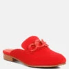 KRIZIA Chunky Chain Suede Slip On Mules In Red -Rag & Co Shop kriziachunkychainsuedesliponloafersRCSH4107Red 2