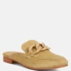 KRIZIA Chunky Chain Suede Slip On Mules In Sand